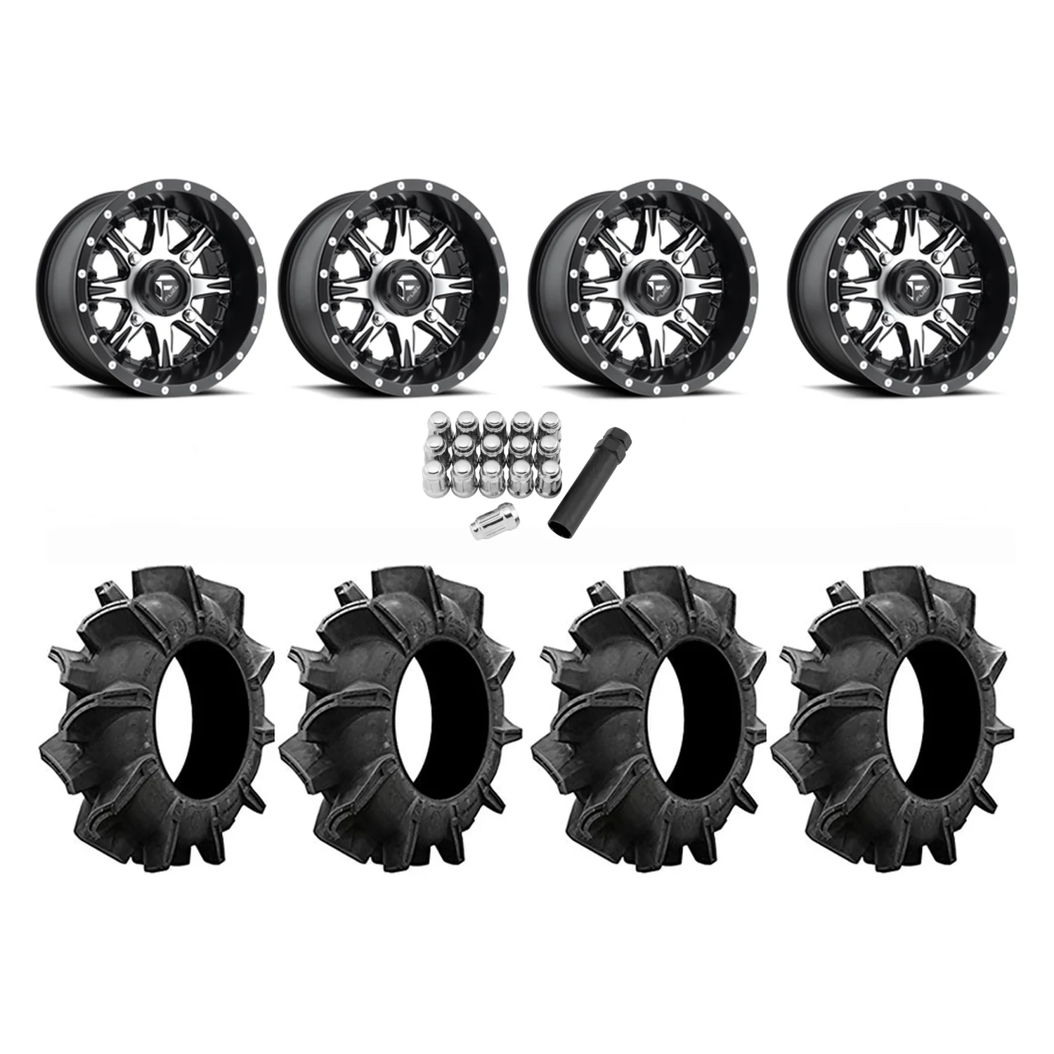 Assassinator Mud Tires 29.5x8-14 on Fuel Nutz Wheels
